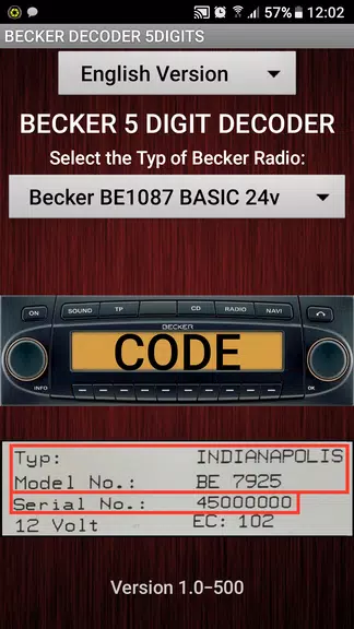 Becker 5Digit Radio Code Capture d'écran 0