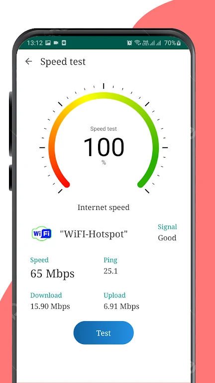 WiFi, 5G, 4G, 3G H+ speed test ภาพหน้าจอ 2