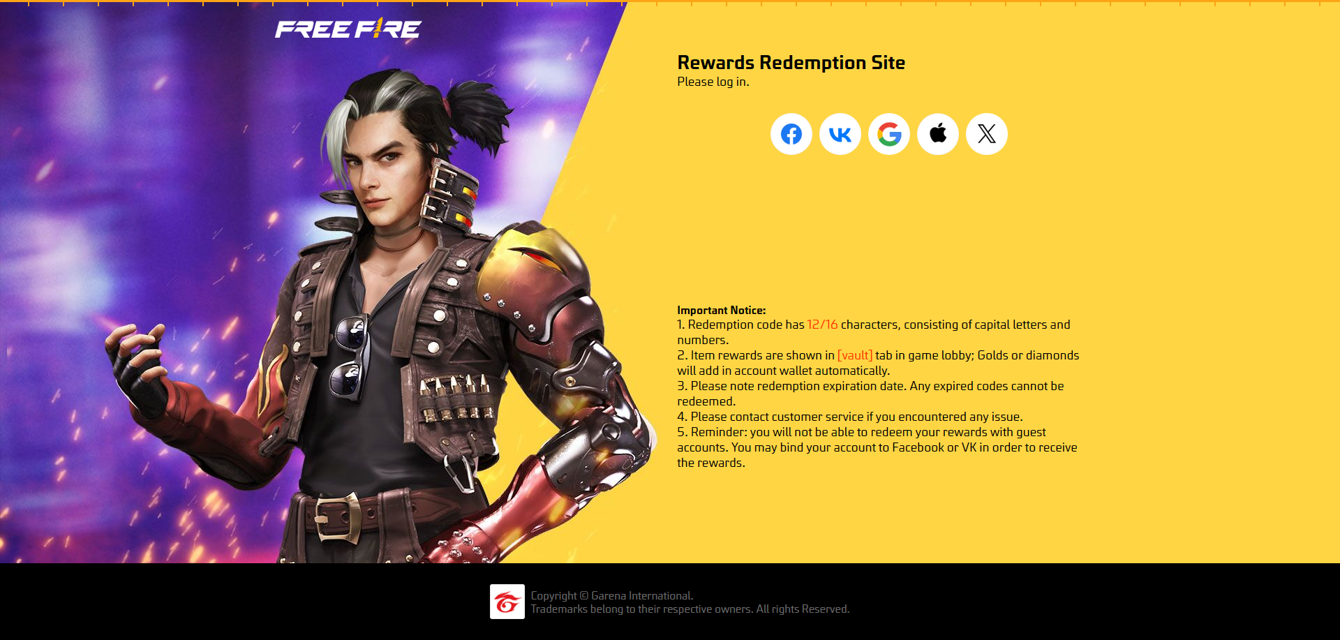 Free Fire Max- 2025 년 1 월의 모든 작업 상환 코드