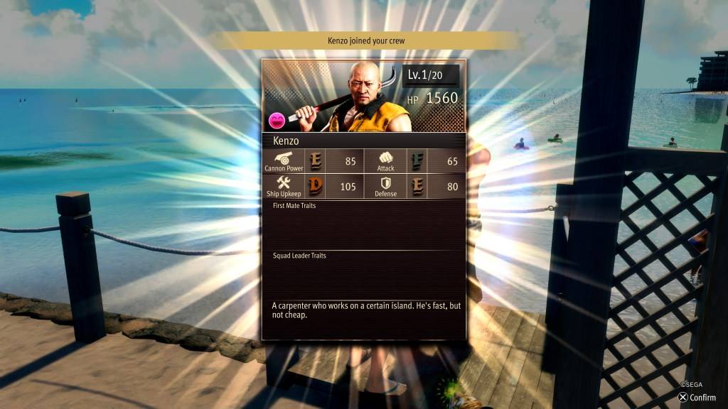  kenzo 角色展示在《如龍：海賊榮耀》中