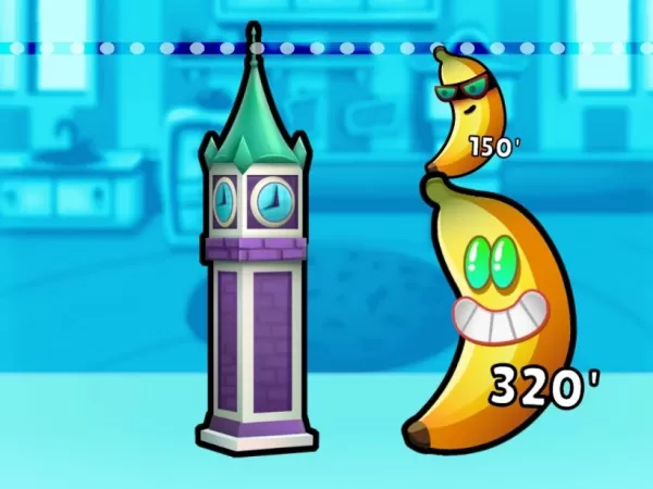 Bananen zijn gestapeld om de hoogte van de Big Ben te meten