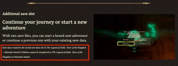 Zelda: lacrime del regno per presentare i salvataggi di nuvole