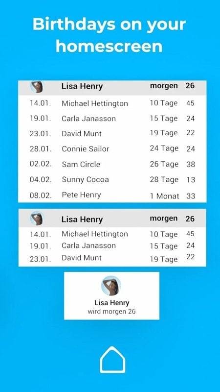 Birthday Calendar & Reminder Captura de pantalla 1