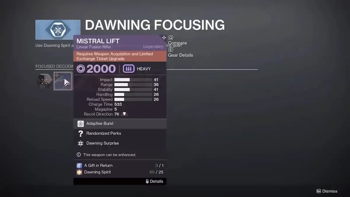 Mistral Lift sa Destiny 2