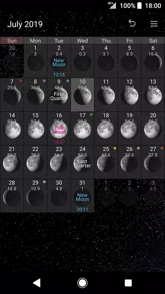 Simple Moon Phase Calendar Captura de tela 0