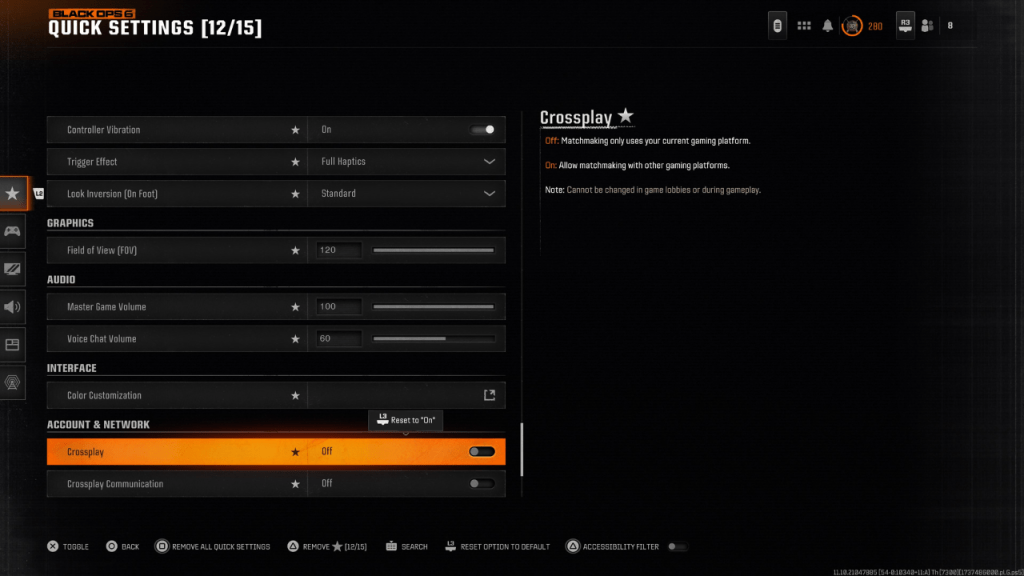 Call of Duty：Black Ops 6クロスプレイ設定
