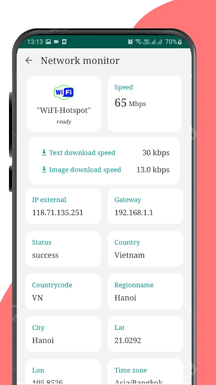WiFi, 5G, 4G, 3G H+ speed test ภาพหน้าจอ 1