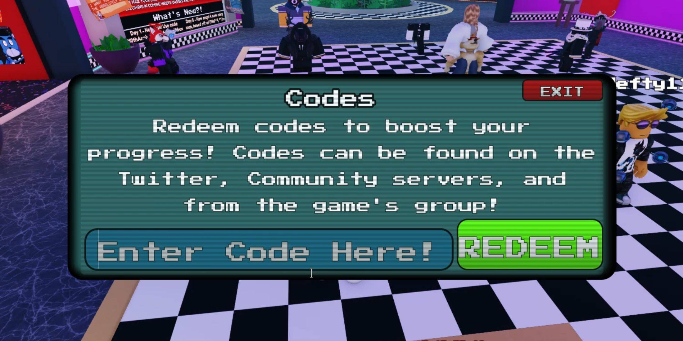 Image: FNAF Tower Defense Code Redemption Interface